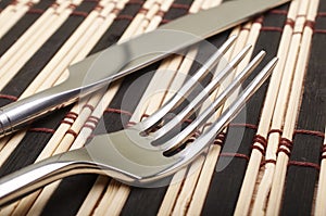Fork and knife closeup