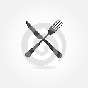 Fork and knife crossed icon. Vector illustration in flat style.