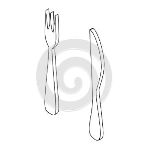 Fork and knife icon, isometric 3d style