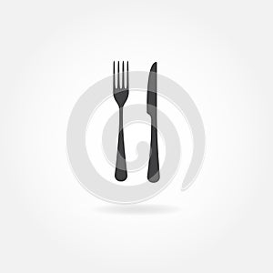 Fork and knife icon. Vector illustration in flat style.