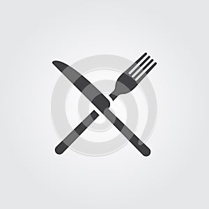 Fork and Knife Icon vector isolated on gray background.