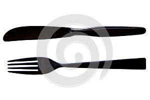 fork and knife isolated on white