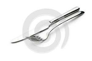 Fork and knife isolated on a white