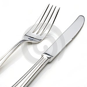 Fork and knife isolated on white background