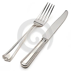Fork and knife isolated on white background