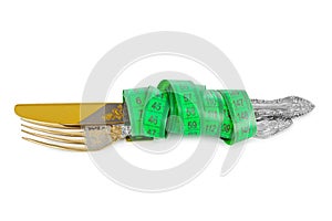 Fork knife and measuring tape