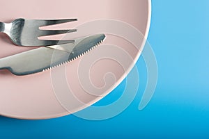 Fork and Knife on pink plate