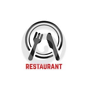 fork and knife on plate like restaurant logo