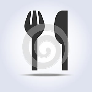 Fork knife sign simple icon in gray colors
