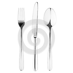 Fork, knife, spoon, cutlery on white photo