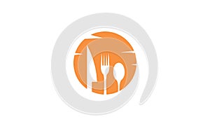 Fork and knife with sunset logo vector icon symbol graphic design illustration