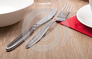 Fork and knife on a table