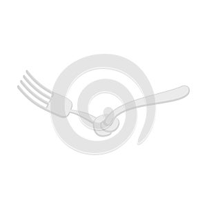 Fork knotted . Cutlery for dieting in white background