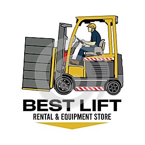 Fork lift service vector illustration for equipment industry company logo design