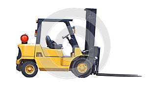 Fork lift truck isolated on white