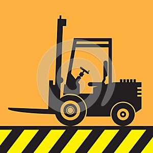 Fork lift truck at work sign or symbol