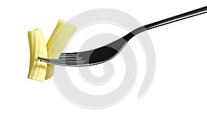 Fork pasta rigatoni macaroni isolated on white isolated on white