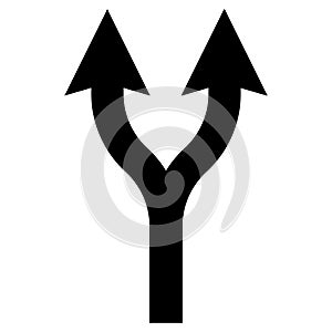 Fork in the path icon, double arrows up bifurcation arrow