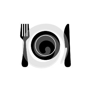 Fork, plate,& knife icon vector design symbol of restaurant