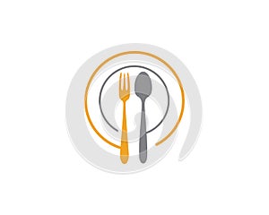 Fork, plate, spoon icon vector