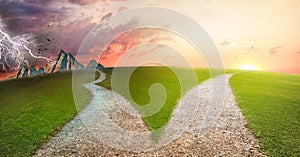 Fork in the road choice concept