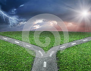 Fork at road concept