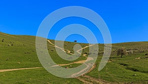 Fork in the road in the mountains