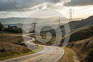 Fork in the road through powerline trail