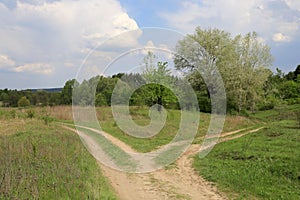 Fork roads in steppe