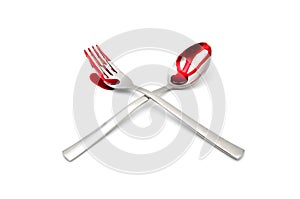 Fork and spoon with blood