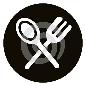 Fork and spoon cutlery logo for eatery or cook shop, food icon vector illustration