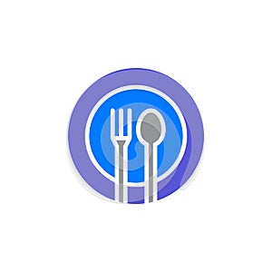 Fork, spoon, dish icon vector, filled flat sign, solid colorful pictogram isolated on white