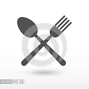 Fork and spoon - flat icon. Sign Food