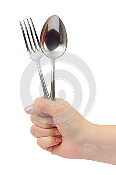 Fork and spoon in hand