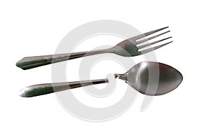 Fork and spoon isolated on white background