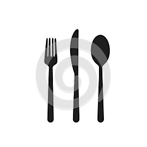 Fork spoon knife cafe eating cutlery restaurant eating dinette black on white background