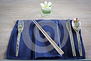 Fork, spoon, knife and chopsticks