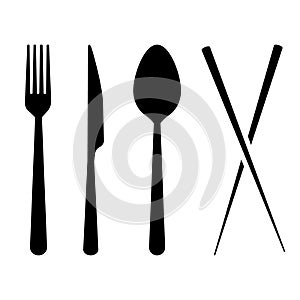 Fork spoon knife chopsticks icon  symbol design restaurant