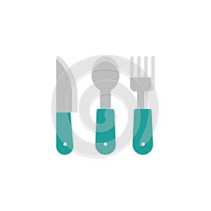 Fork spoon knife flat icon