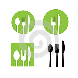 Fork spoon knife icon set