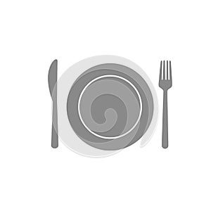 Fork spoon knife plate cafe eating cutlery restaurant eat gray dining room on white background