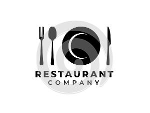 Fork, Spoon, Knife, and Plate for Restaurant Logo Design