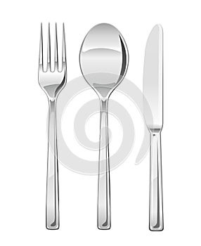 Fork, spoon, knife. Set of utensils for eating