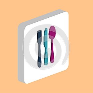 Fork Spoon Knife Simple vector icon. Illustration symbol design template for web mobile UI element. Perfect color isometric