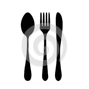 Fork spoon knife on white background