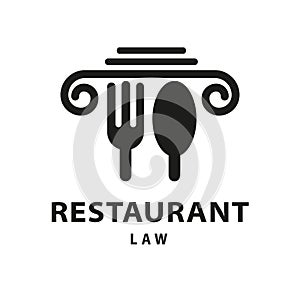Fork spoon and pillar restaurant design inspiration, symbol of justice law firm