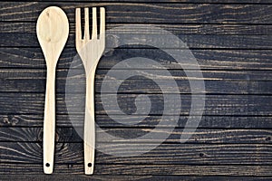 Fork and spoon on table