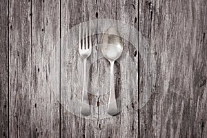 Fork Spoon Wood Background