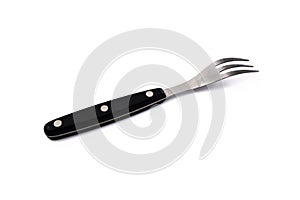 A fork with three prongs, isolated on a white background