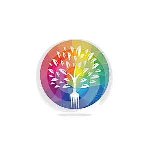 Fork tree logo design for restaurant or cafe.